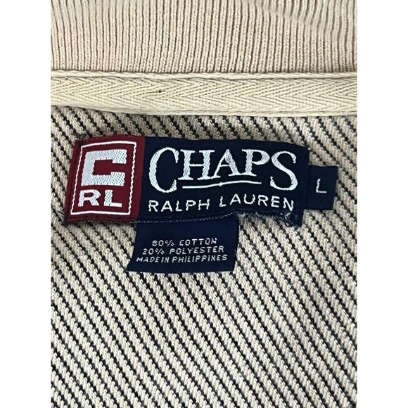 Chaps Ralph Lauren Men's Large Vintage Style Cream Polo Shirt Sport Golf Office - Picture 5 of 7